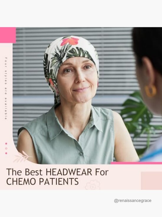 4-Pack Pre-Tied Chemo Turbans, Lightweight Polyester, Floral Design